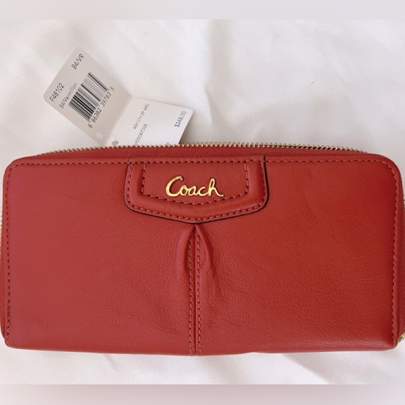 Coach Ashley leather zip around wallet f48102 Vermillion - Picture 1 of 6
